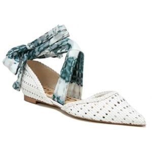 Sam Edelman Sloane white ankle tie flats brand new!